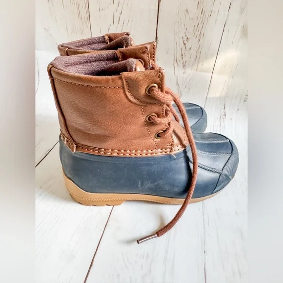 Sperry Boys Size 11M  Duck Boot Brown Leather with Blue waterproof bottom - Picture 7 of 7